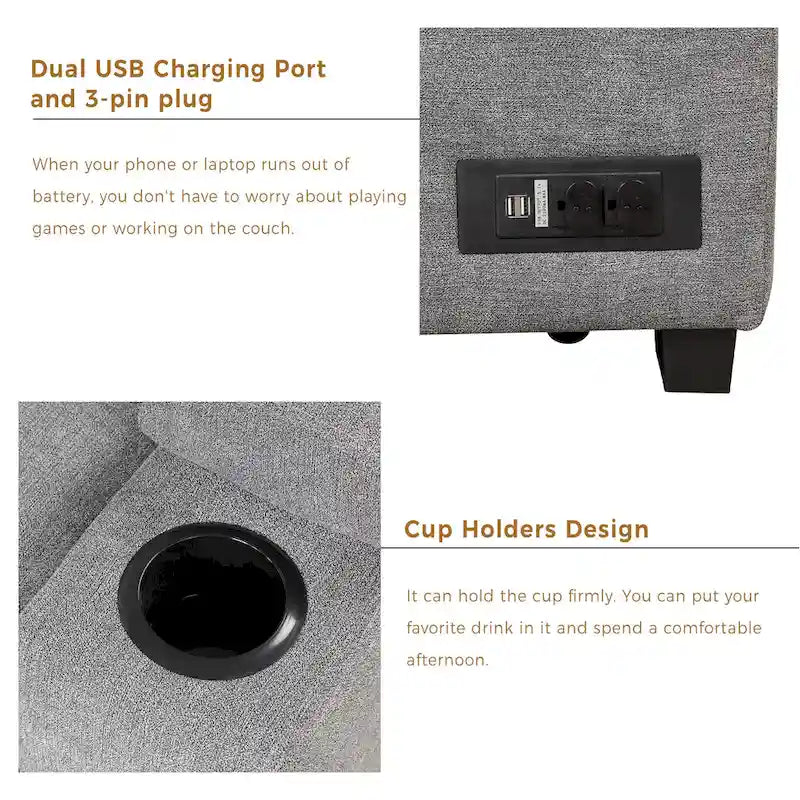 Canapé d'angle 5 places en forme de L de 84,75 pouces avec pouf de rangement, canapé convertible 2 en 1 pour salon