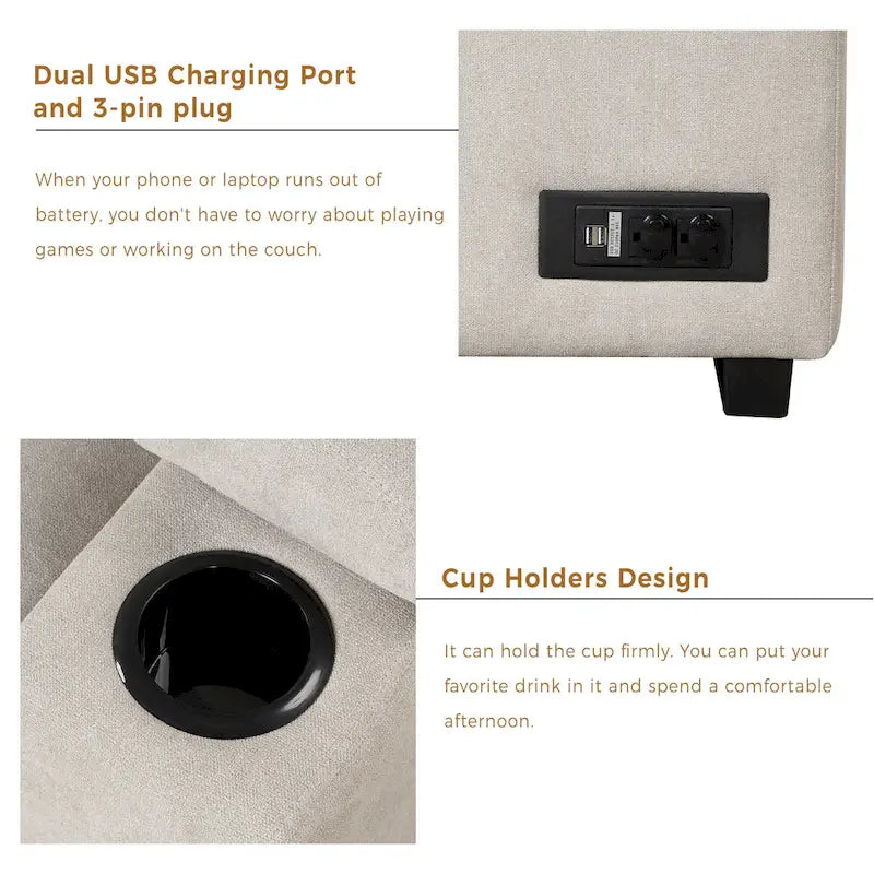 Canapé d'angle 5 places en forme de L de 84,75 pouces avec pouf de rangement, canapé convertible 2 en 1 pour salon