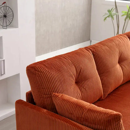 Canapé d'angle en tissu Orange 81.1 : méridienne réversible, rangement, structure en bois massif et assise en mousse