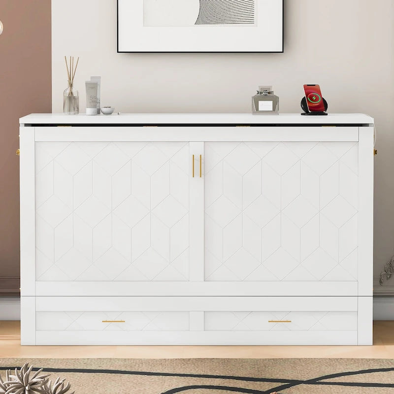 Lit mezzanine en bois avec étagère de rangement et bureau rembourrés