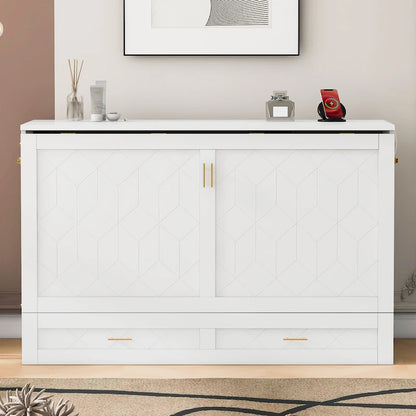 Lit mezzanine en bois avec étagère de rangement et bureau rembourrés