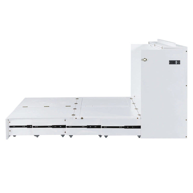 Lit mezzanine en bois avec étagère de rangement et bureau rembourrés