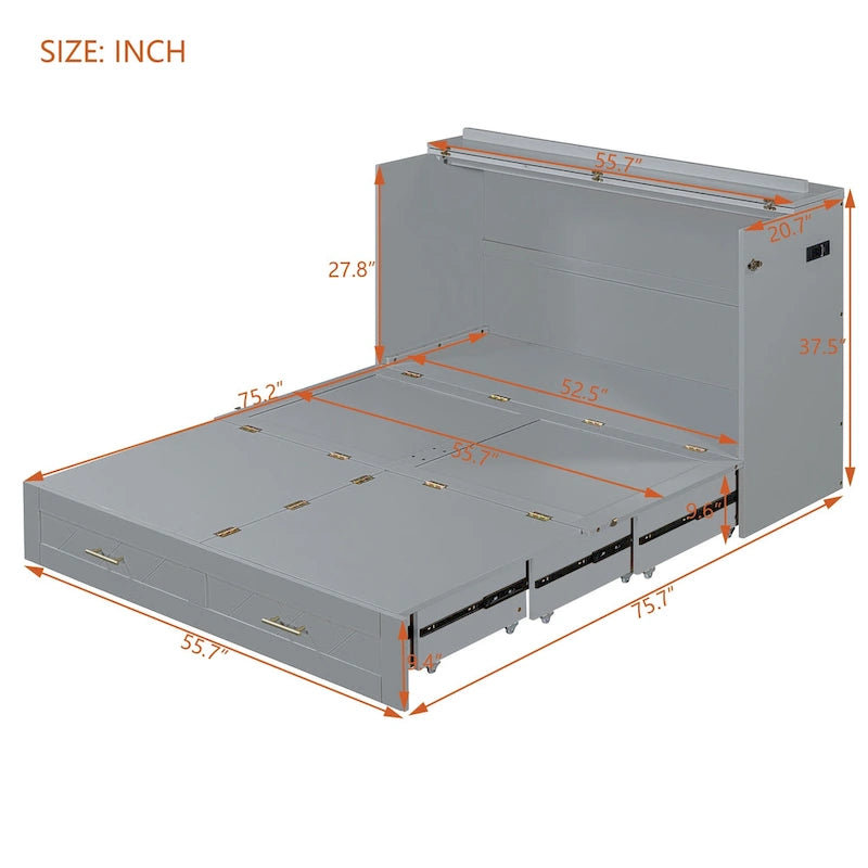 Lit mezzanine en bois avec étagère de rangement et bureau rembourrés