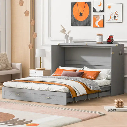 Lit mezzanine en bois avec étagère de rangement et bureau rembourrés