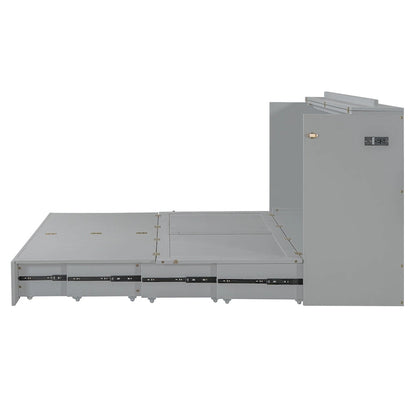 Lit mezzanine en bois avec étagère de rangement et bureau rembourrés