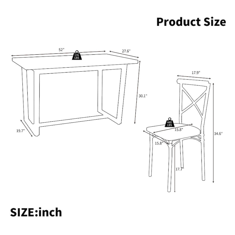 Ensemble de salle à manger moderne 7 pièces avec table rectangulaire et 6 chaises de salle à manger à dossier croisé