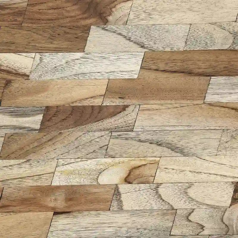 Table basse moderne de 18,75 pouces, fabriquée à la main, avec plateau en bois et pieds uniques en forme de V.