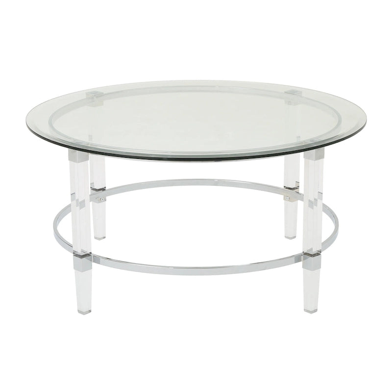 Table basse ronde moderne de 35,5 cm avec design translucide pour salon