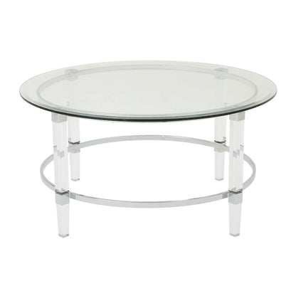 Table basse ronde moderne de 35,5 cm avec design translucide pour salon