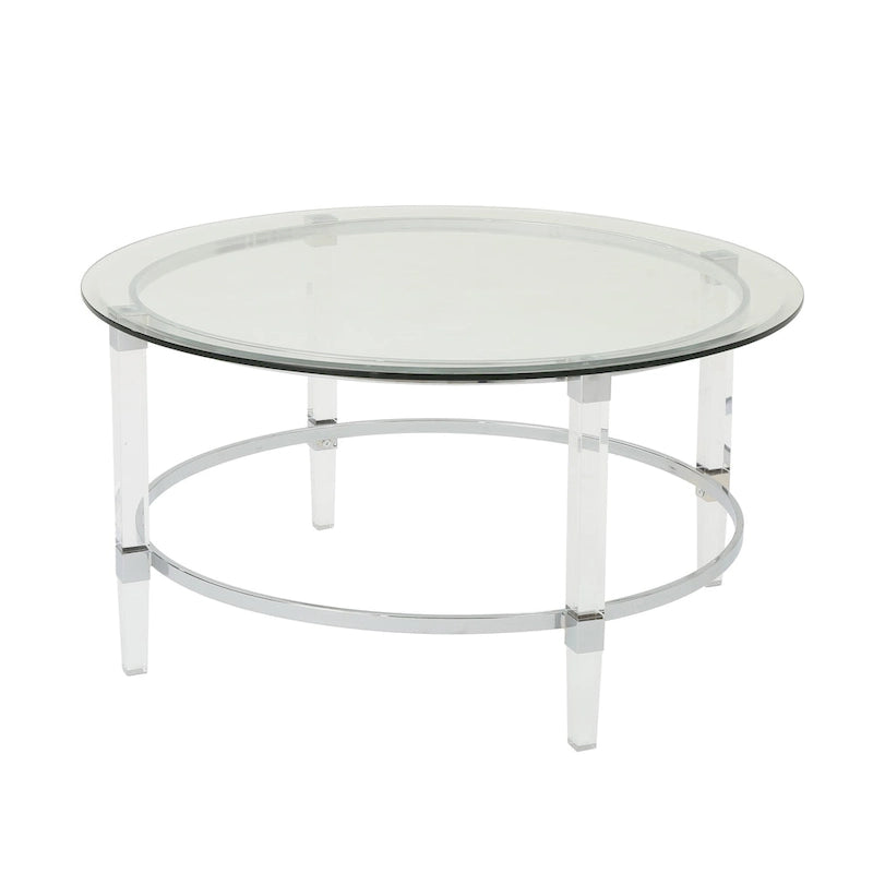 Table basse ronde moderne de 35,5 cm avec design translucide pour salon