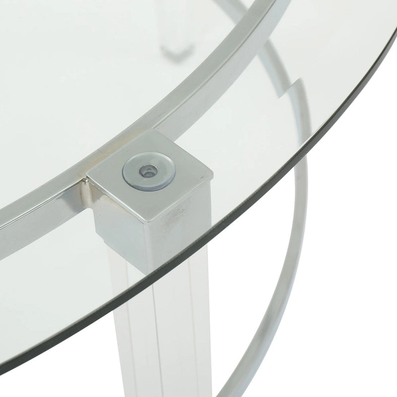 Table basse ronde moderne de 35,5 cm avec design translucide pour salon