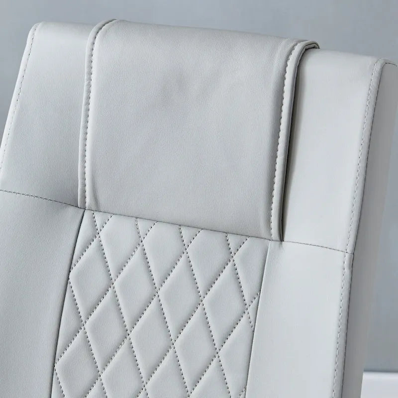 Ensemble table et chaises de salle à manger modernes en verre trempé avec piètement en forme de U à motif marbre et chaises rembourrées en PU