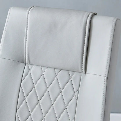 Ensemble table et chaises de salle à manger modernes en verre trempé avec piètement en forme de U à motif marbre et chaises rembourrées en PU