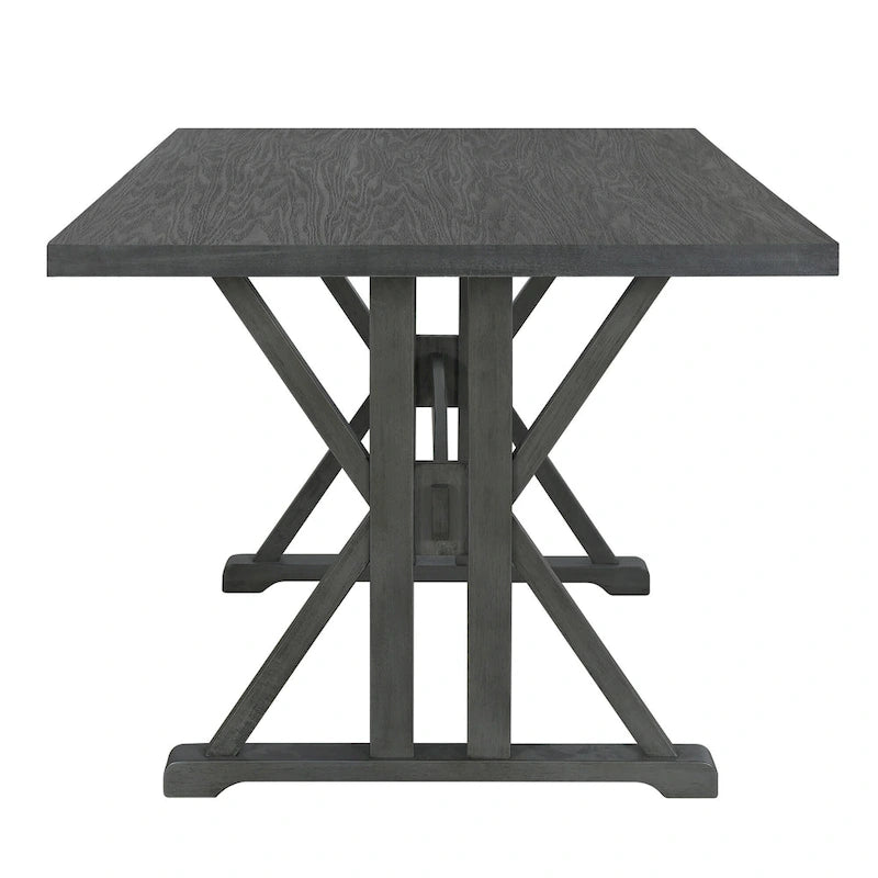 Ensemble de salle à manger style campagnard 6 pièces avec 4 chaises de salle à manger rembourrées et un banc