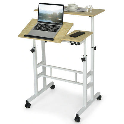 Bureau mobile Gymax, bureau d'ordinateur réglable et inclinable