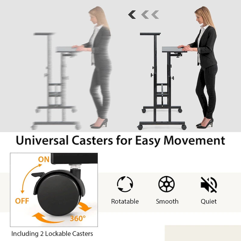 Bureau mobile Gymax, bureau d'ordinateur réglable et inclinable