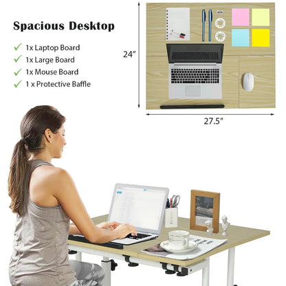 Bureau mobile Gymax, bureau d'ordinateur réglable et inclinable