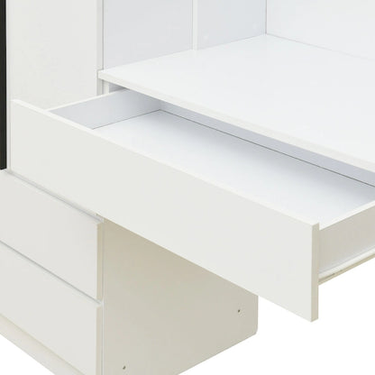 Armoire-bureau en bois à 3 portes avec étagères et 3 tiroirs, idéale pour la chambre à coucher.