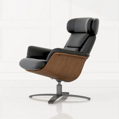 Fauteuil inclinable Jovan 31,5 en bois courbé et cuir véritable