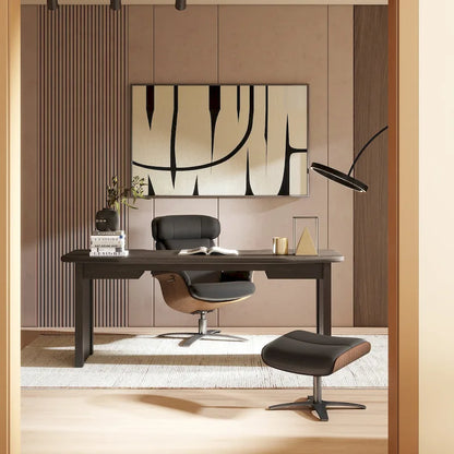 Fauteuil inclinable Jovan 31,5 en bois courbé et cuir véritable