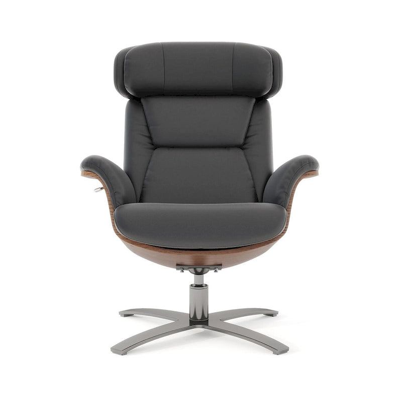 Fauteuil inclinable Jovan 31,5 en bois courbé et cuir véritable