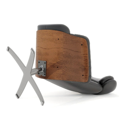 Fauteuil inclinable Jovan 31,5 en bois courbé et cuir véritable