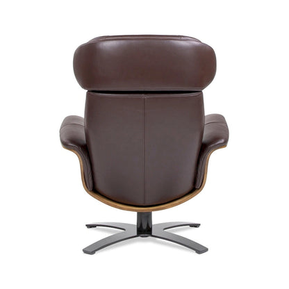 Fauteuil inclinable Jovan 31,5 en bois courbé et cuir véritable