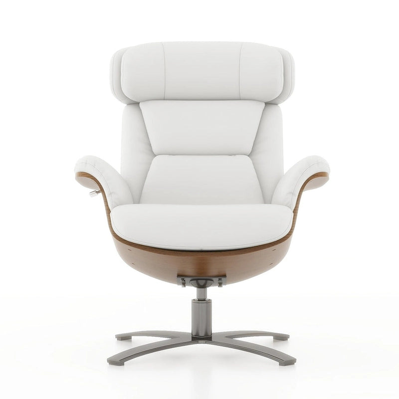 Fauteuil inclinable Jovan 31,5 en bois courbé et cuir véritable