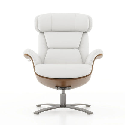 Fauteuil inclinable Jovan 31,5 en bois courbé et cuir véritable