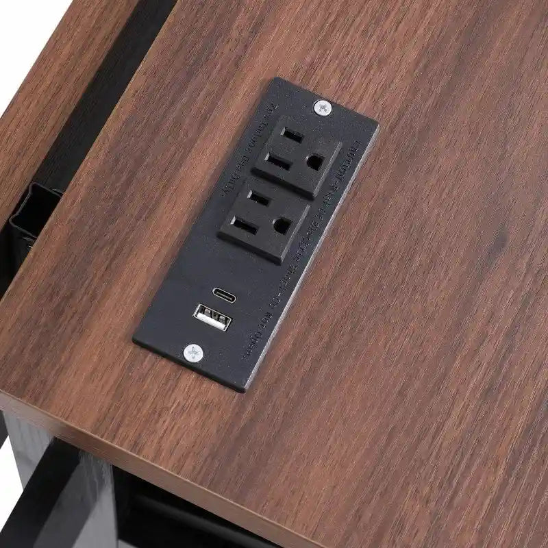 Îlot de cuisine Farmhouse 46,5 avec prise électrique, chariot de cuisine roulant sur roulettes avec plateau rabattable