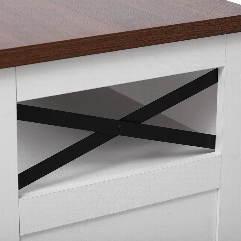 Îlot de cuisine Farmhouse 46,5 avec prise électrique, chariot de cuisine roulant sur roulettes avec plateau rabattable