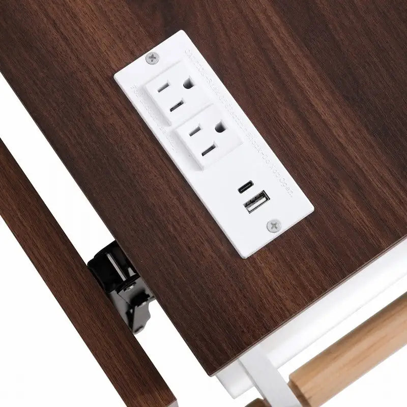 Îlot de cuisine Farmhouse 46,5 avec prise électrique, chariot de cuisine roulant sur roulettes avec plateau rabattable