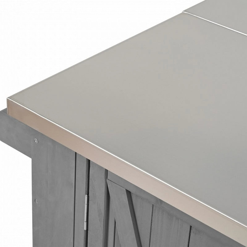 Îlot de cuisine extérieure de 52,25 pouces avec plateau en acier inoxydable, grand espace de rangement, porte-serviettes et porte-épices et ouvre-bouteille