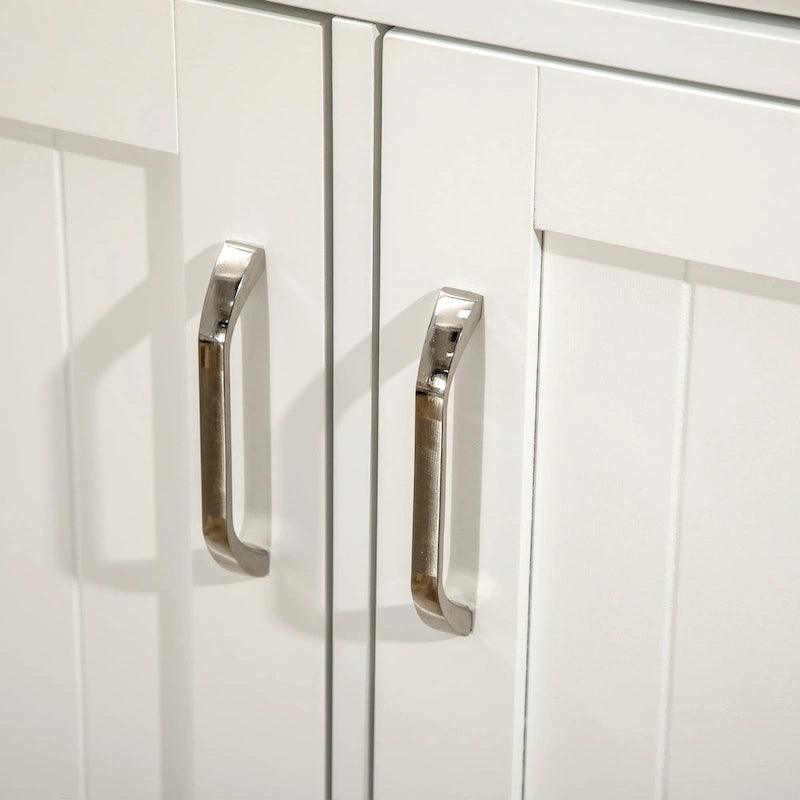 Îlot de cuisine avec meuble de rangement et plateau en bois d'hévéa à deux niveaux, table d'îlot avec étagères et tiroirs réglables