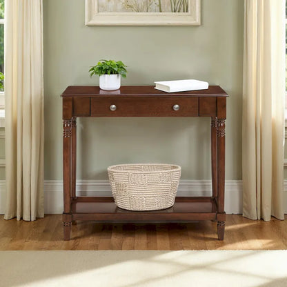 Table d'entrée Convenience Concepts style campagne française avec étagère et tiroir, sans outils