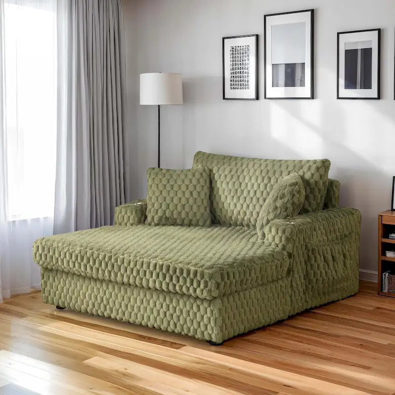 Chaise longue surdimensionnée à deux accoudoirs, moderne et rembourrée, Lanturn de Furniture of America