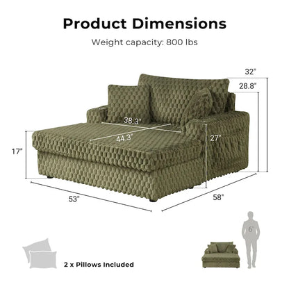 Chaise longue surdimensionnée à deux accoudoirs, moderne et rembourrée, Lanturn de Furniture of America