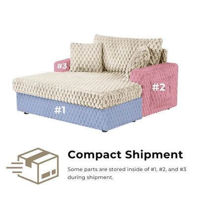 Chaise longue surdimensionnée à deux accoudoirs, moderne et rembourrée, Lanturn de Furniture of America