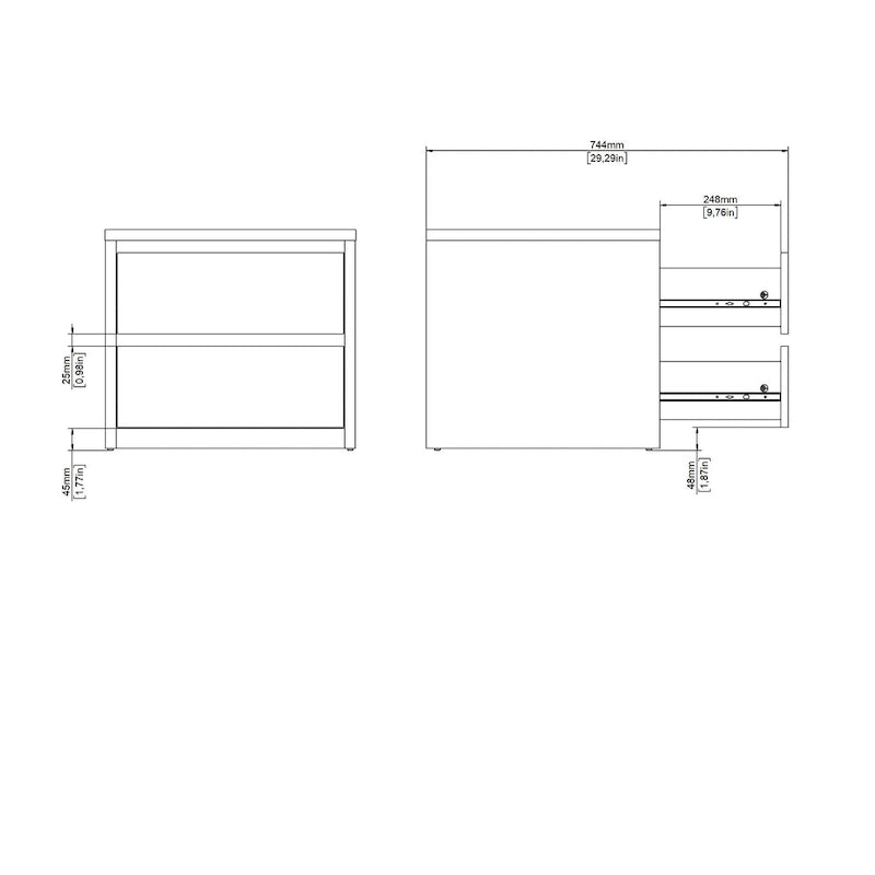 Table de chevet Porch &amp; Den Next de 43 cm de haut avec 2 tiroirs