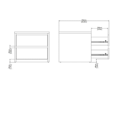 Table de chevet Porch &amp; Den Next de 43 cm de haut avec 2 tiroirs