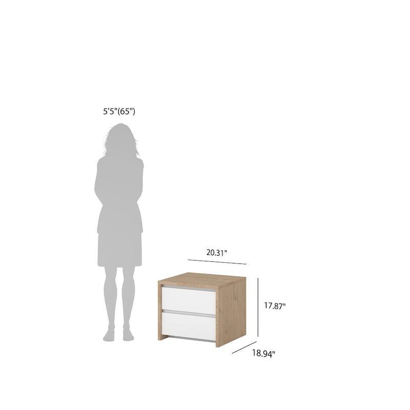 Table de chevet Porch &amp; Den Next de 43 cm de haut avec 2 tiroirs