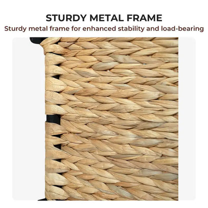 Banc de rangement en osier avec coussin pour chambre, salon, véranda - 47 cm H x 110 cm L x 47 cm P