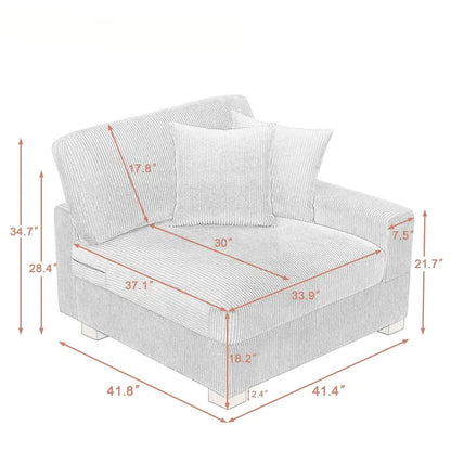 Ensemble canapé d'angle modulable en velours côtelé avec méridienne et pouf
