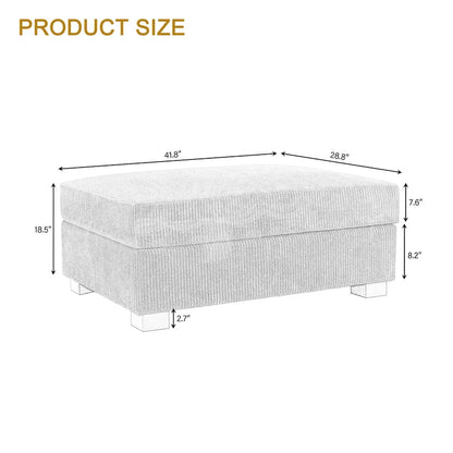 Ensemble canapé d'angle modulable en velours côtelé avec méridienne et pouf