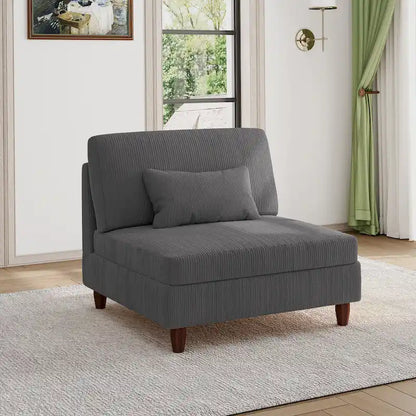 Fauteuil sans accoudoirs en velours côtelé, canapé