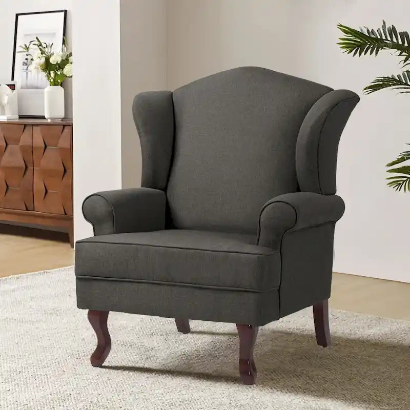 Fauteuil d'appoint capitonné à oreilles de style moderne du milieu du siècle