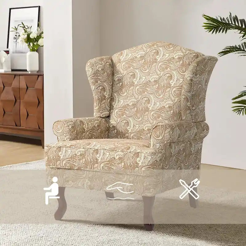 Fauteuil d'appoint capitonné à oreilles de style moderne du milieu du siècle