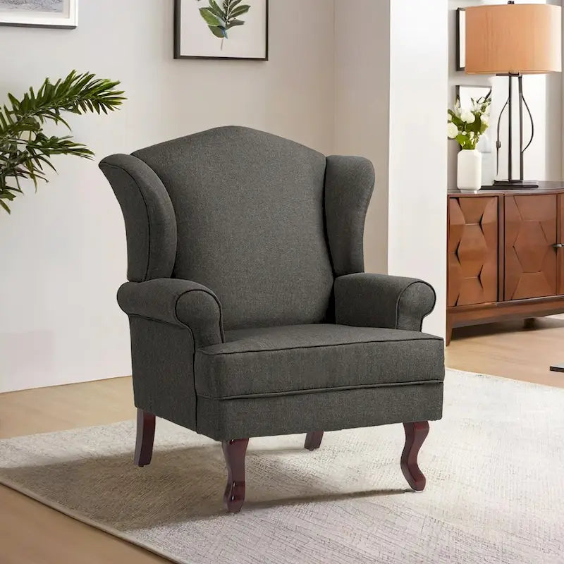 Fauteuil d'appoint capitonné à oreilles de style moderne du milieu du siècle