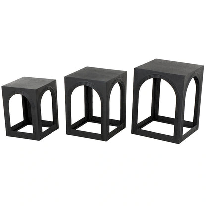 Metal Nested Side End Accent Table with Arched Cutouts - Set of 3 Black - Roche River Decor - 16W x 16L x 21H