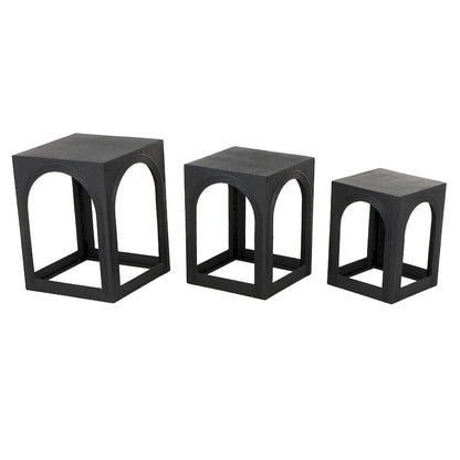 Table d'appoint gigogne en métal avec découpes cintrées - Ensemble de 3 - Noir - Roche River Decor - 40,6 cm (L) x 40,6 cm (l) x 53,3 cm (H)